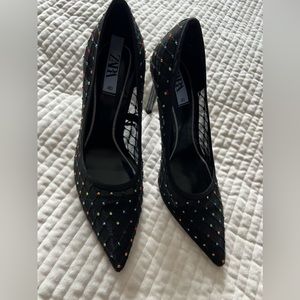 Zara mesh rainbow studded size 9 pump